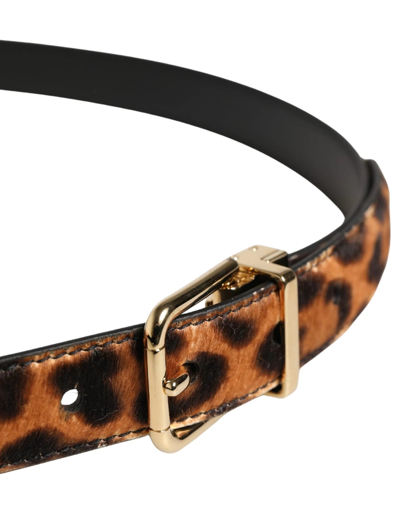 Dolce & Gabbana Brown Calf Fur Leopard Metal Buckle Belt by Dolce & Gabbana