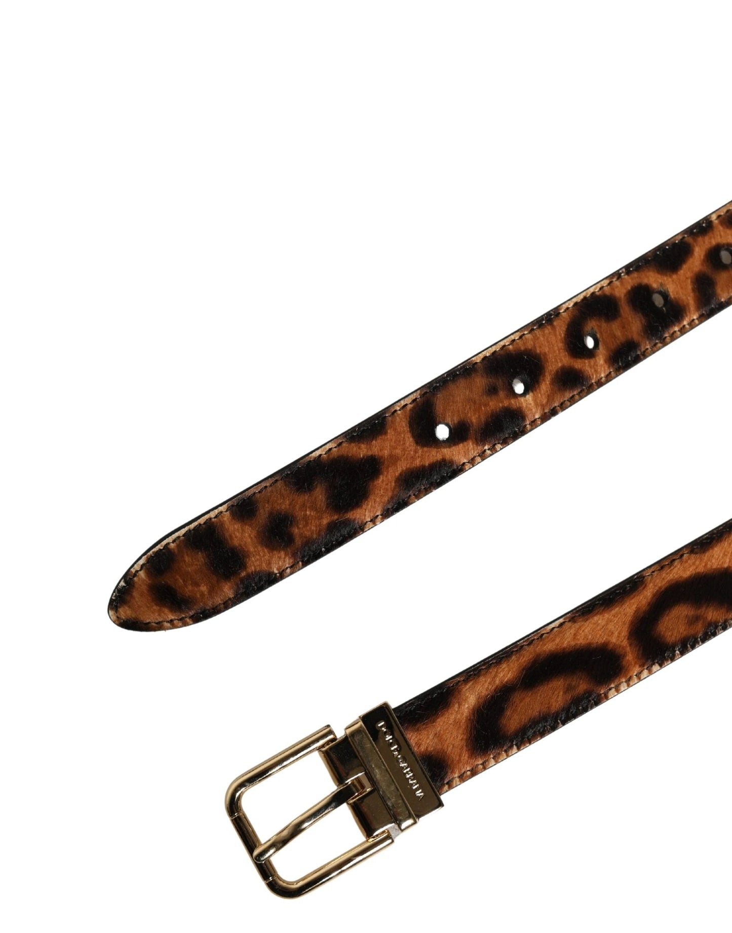 Dolce & Gabbana Brown Calf Fur Leopard Metal Buckle Belt by Dolce & Gabbana