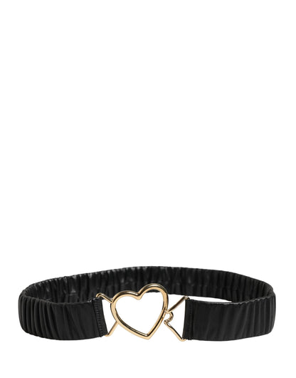 Dolce & Gabbana Black Leather Gold Heart Metal Buckle Belt by Dolce & Gabbana