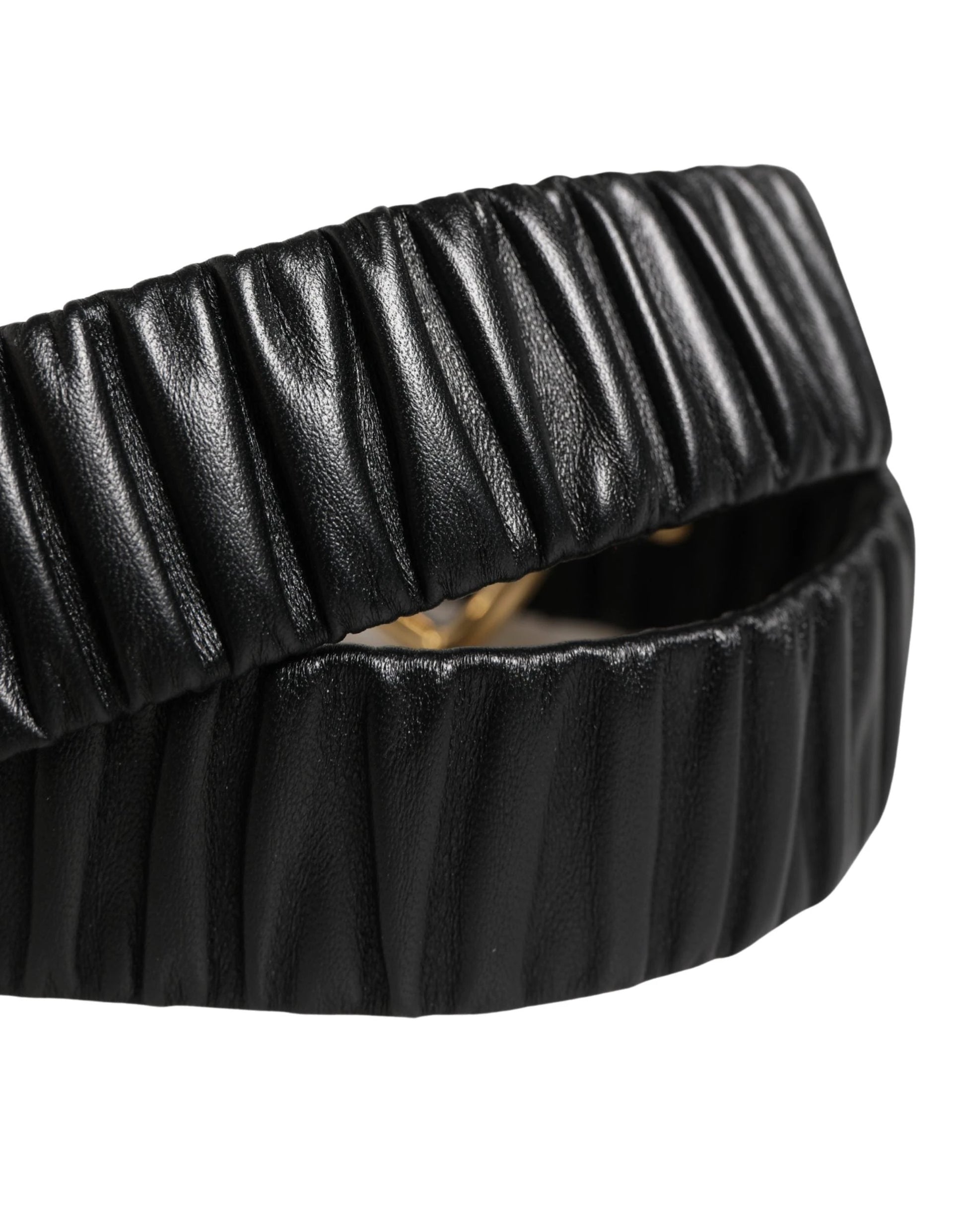 Dolce & Gabbana Black Leather Gold Heart Metal Buckle Belt by Dolce & Gabbana