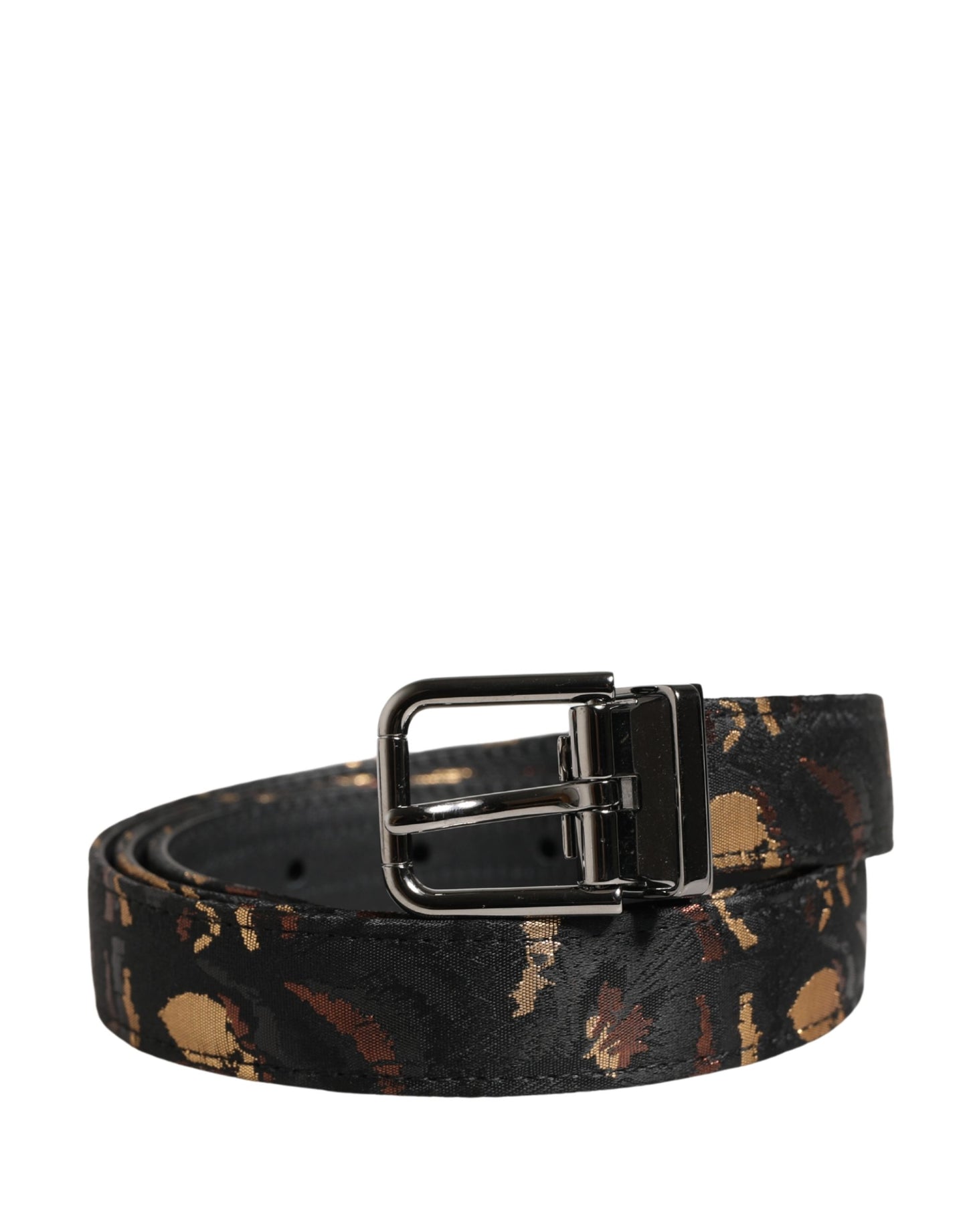 Dolce & Gabbana Multicolor Jacquard Silver Metal Buckle Belt