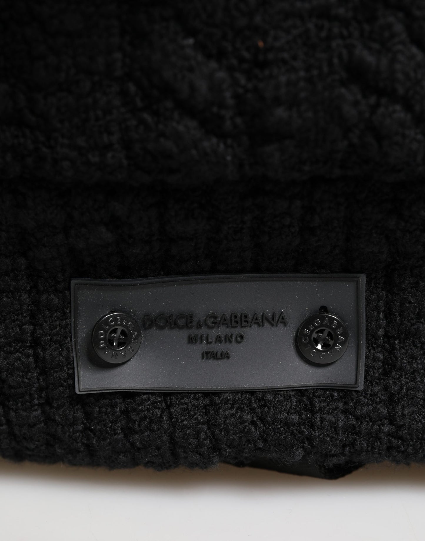 Dolce Gabbana Sac À Dos Tricot Laine Mélange Noir Luxe Voyage Fabriqué en Italie