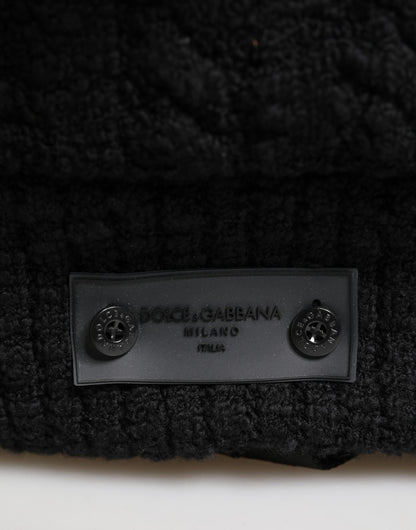 Dolce Gabbana Sac À Dos Tricot Laine Mélange Noir Luxe Voyage Fabriqué en Italie