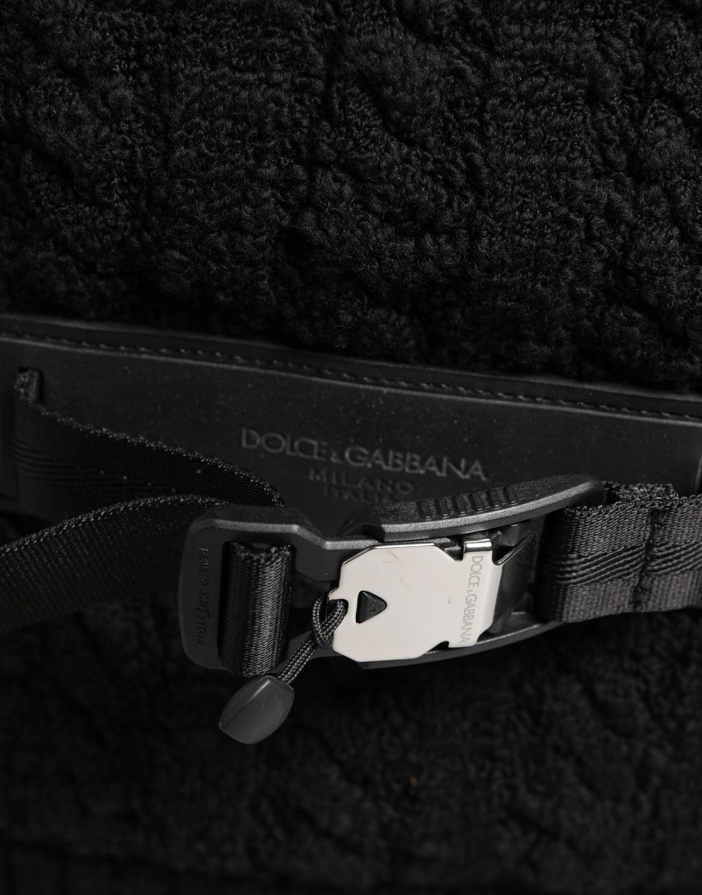Dolce Gabbana Sac À Dos Tricot Laine Mélange Noir Luxe Voyage Fabriqué en Italie