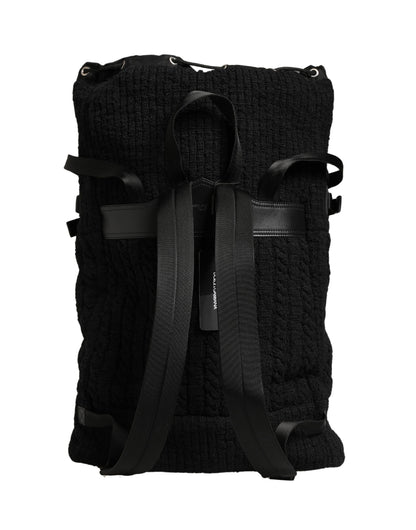 Dolce Gabbana Sac À Dos Tricot Laine Mélange Noir Luxe Voyage Fabriqué en Italie