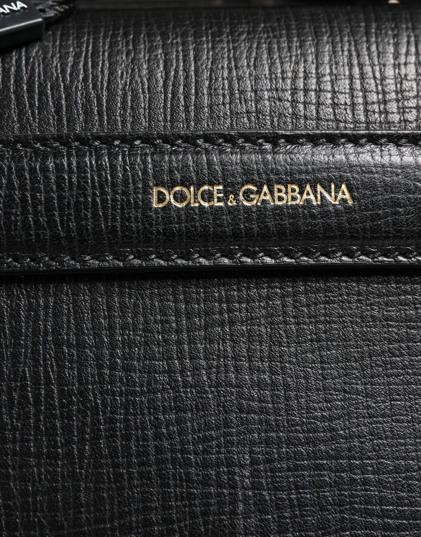 Dolce & Gabbana Mediterraneo Weekender Sac Voyage En Cuir De Veau Noir Avec Appliqué Logo