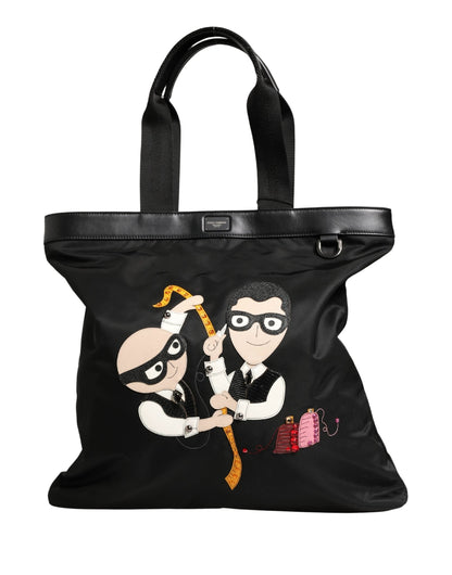 Dolce & Gabbana Black Leather #DGFamily Patch Shopping Tote Borse Bag by Dolce & Gabbana