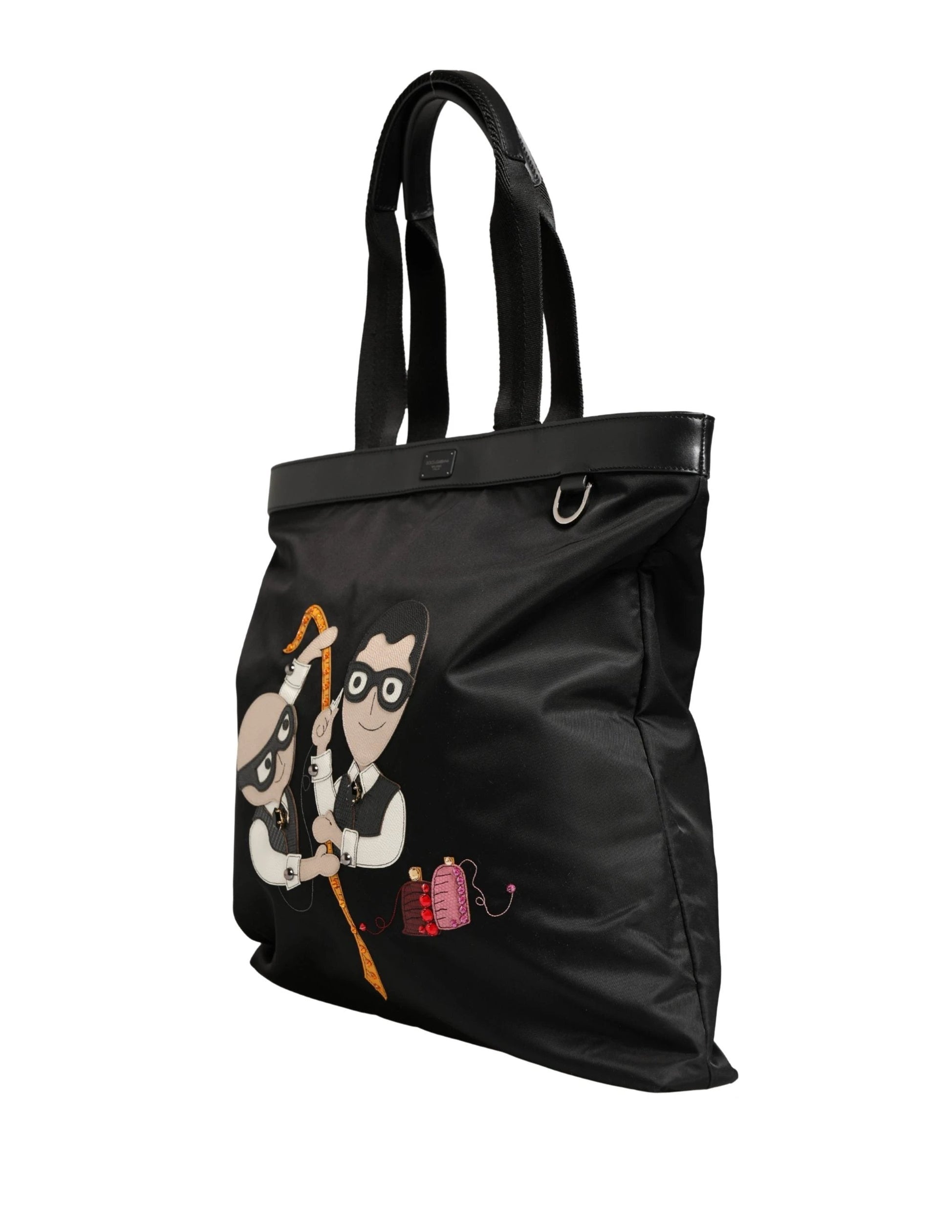 Dolce & Gabbana Black Leather #DGFamily Patch Shopping Tote Borse Bag by Dolce & Gabbana