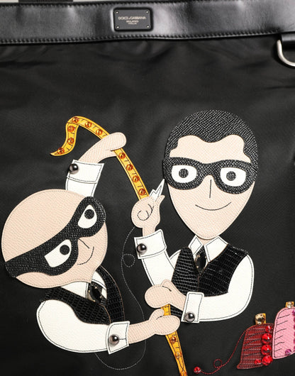Dolce & Gabbana Black Leather #DGFamily Patch Shopping Tote Borse Bag by Dolce & Gabbana