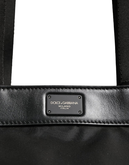 Dolce & Gabbana Black Leather #DGFamily Patch Shopping Tote Borse Bag by Dolce & Gabbana