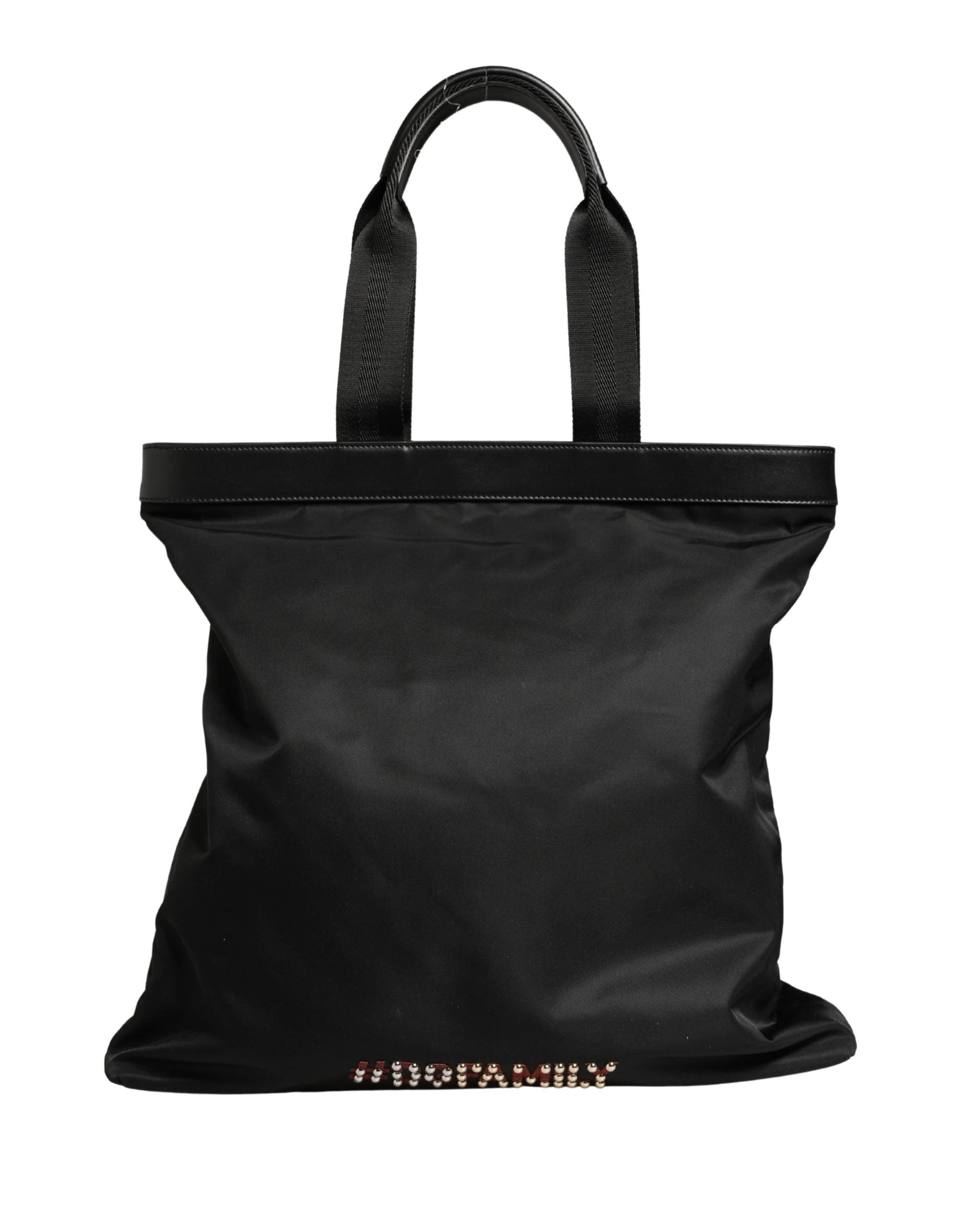 Dolce & Gabbana Black Leather #DGFamily Patch Shopping Tote Borse Bag by Dolce & Gabbana