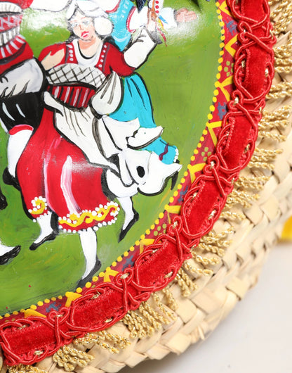 Dolce & Gabbana Multicolor Woven Straw Basket Embellished Sicily Bag by Dolce & Gabbana