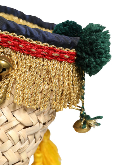 Dolce & Gabbana Multicolor Woven Straw Basket Embellished Sicily Bag by Dolce & Gabbana