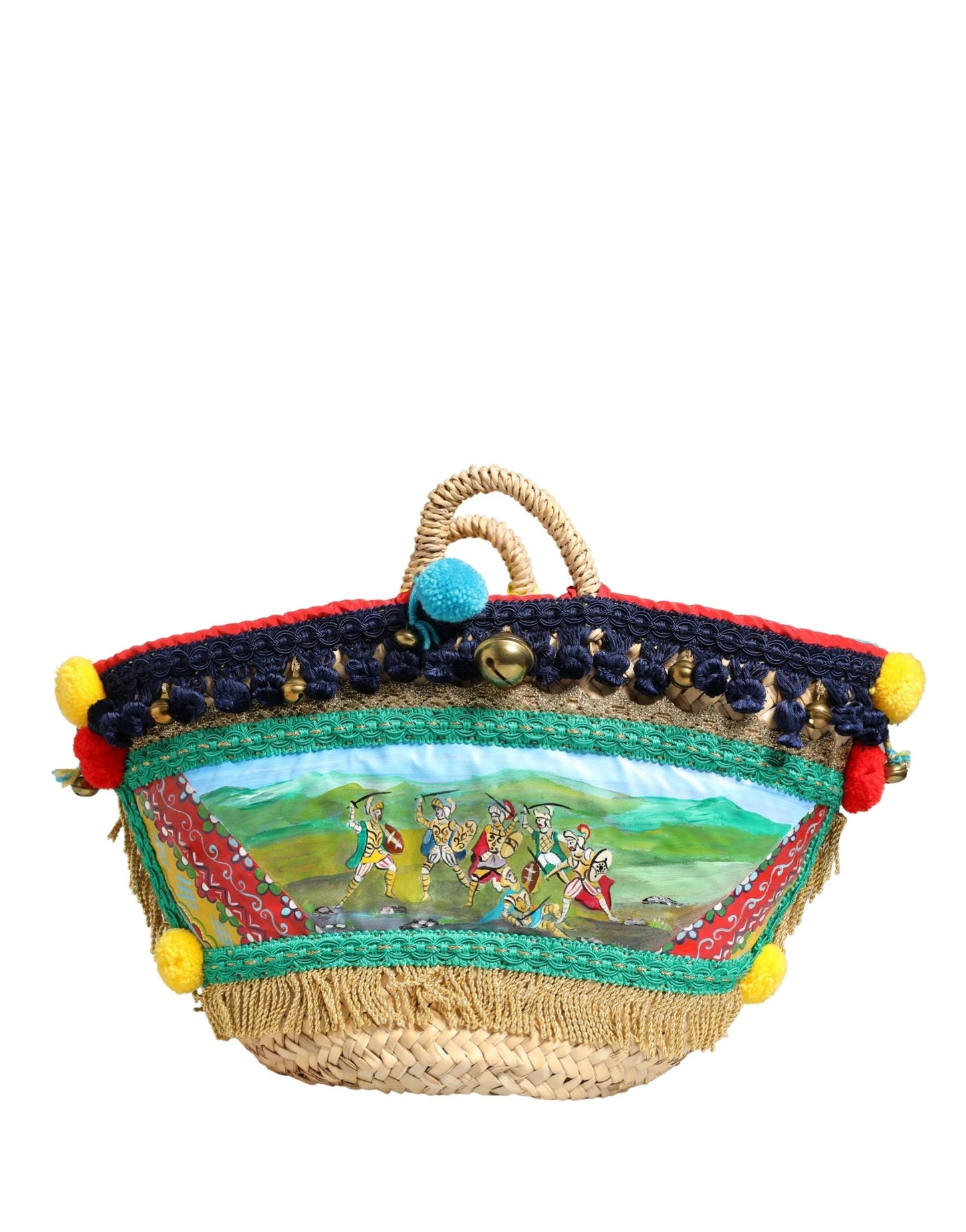 Dolce & Gabbana Multicolor Woven Straw Basket Embellished Sicily Bag by Dolce & Gabbana