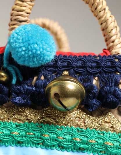 Dolce & Gabbana Multicolor Woven Straw Basket Embellished Sicily Bag by Dolce & Gabbana