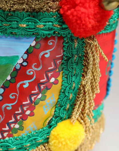 Dolce & Gabbana Multicolor Woven Straw Basket Embellished Sicily Bag by Dolce & Gabbana