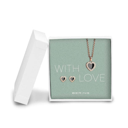 Bering Ensemble Collier Multicolore En Acier Inoxydable Avec Boucles D Oreilles Roses Pour Femmes