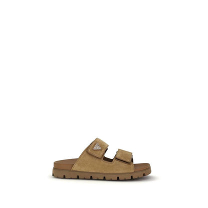 Prada Brown Calf Leather Bos Taurus Strap-On Sandals by Prada