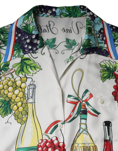 Dolce & Gabbana Multicolor Short Sleeve Silk Food Shirt Top by Dolce & Gabbana
