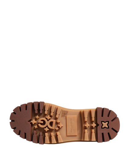 Dolce & Gabbana Brown Leather Trekking-Style Men Boots Shoes
