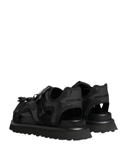 Dolce & Gabbana Black Logo Detailed Men Chunky Sandals Shoes by Dolce & Gabbana