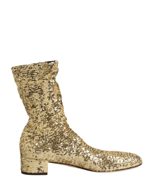 Bottines stretch à sequins Dolce & Gabbana en polyester doré – LA13191