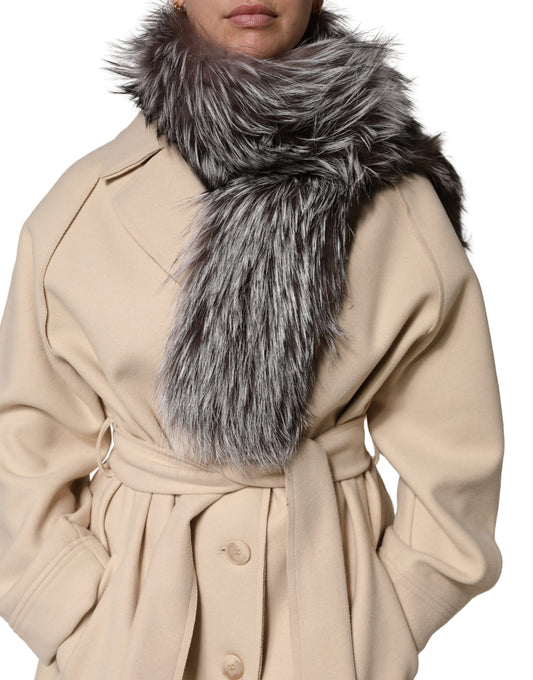 Col Dolce & Gabbana femme en fourrure de renard argenté gris – MS7118