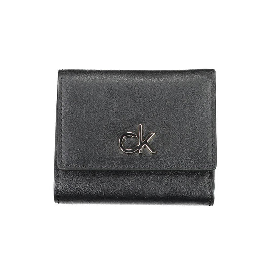 Calvin Klein Nero Portefeuille Femme En PVC Noir Compact Et Élégant Pour Le Quotidien