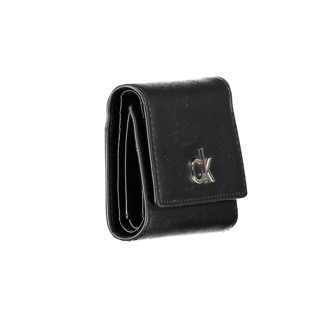 Calvin Klein Nero Portefeuille Femme En PVC Noir Compact Et Élégant Pour Le Quotidien