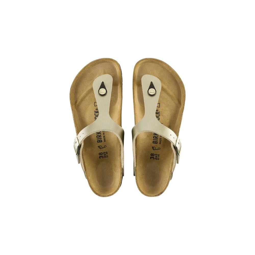 Birkenstock Gold Synthetic Flat Sandals by Birkenstock