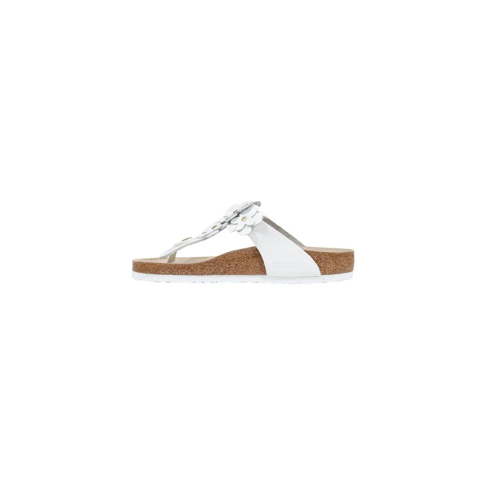 Birkenstock White Leather Flat Sandals by Birkenstock