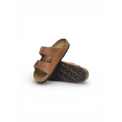 Birkenstock Brown Leather Flat Sandals by Birkenstock