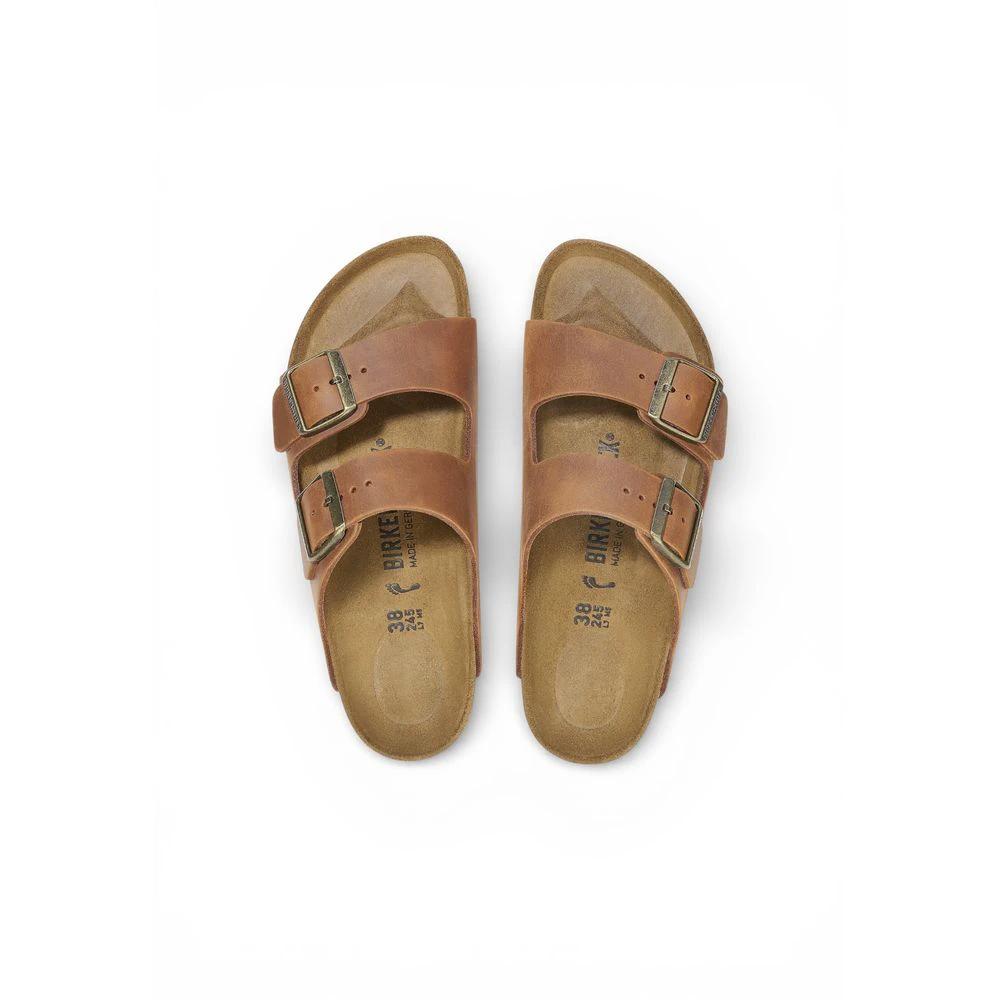 Birkenstock Brown Leather Flat Sandals by Birkenstock