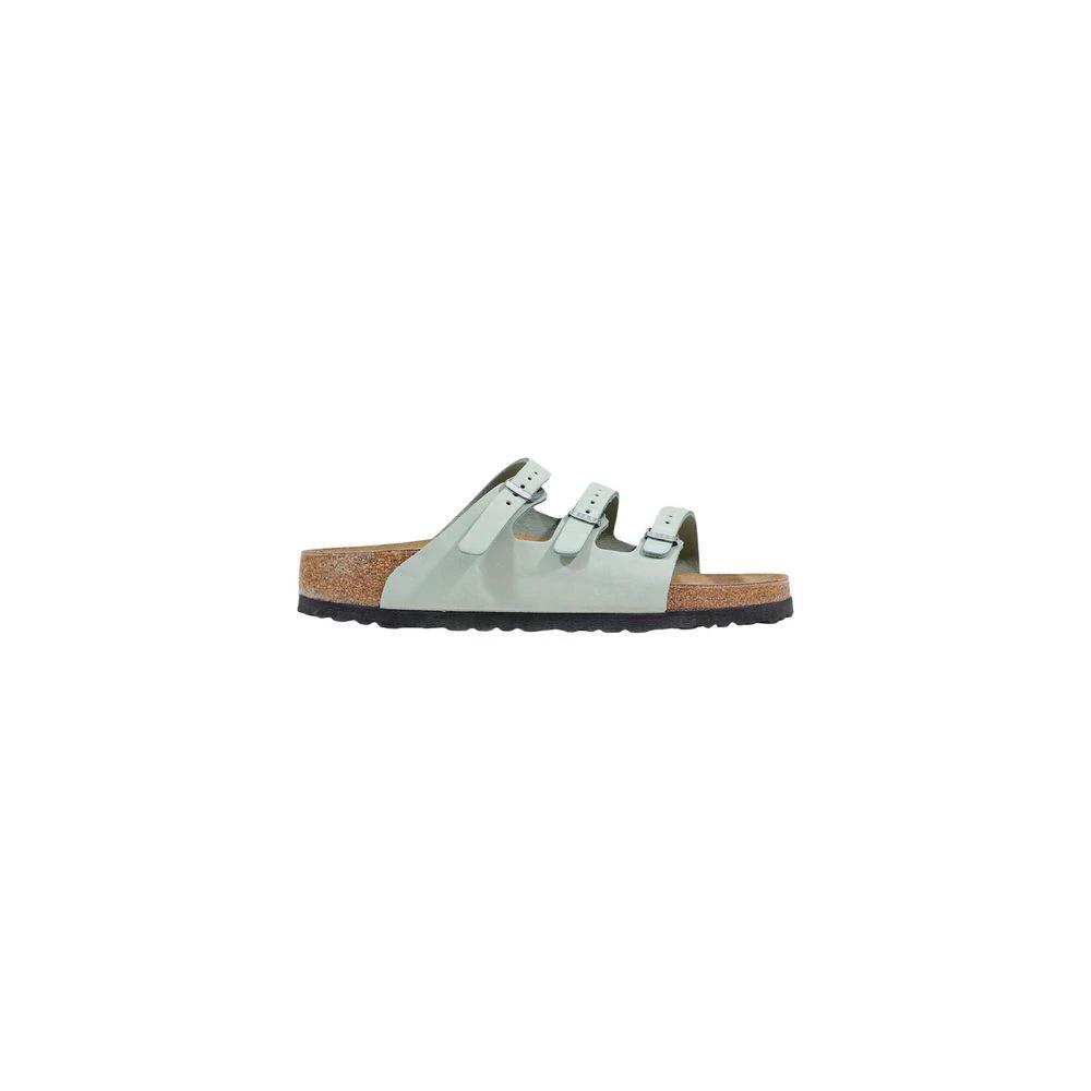 Birkenstock Green Leather Flat Sandals by Birkenstock