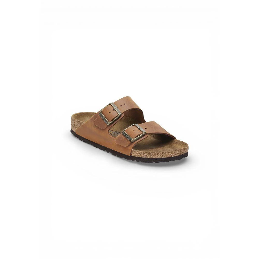 Birkenstock Brown Leather Flat Sandals by Birkenstock