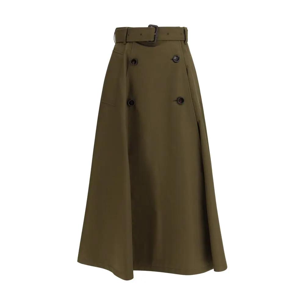Burberry Bicolor Cotton Midi Skirt by Burberry
