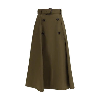 Burberry Bicolor Cotton Midi Skirt by Burberry