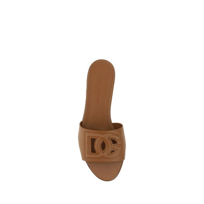 Dolce & Gabbana – Sandales Plates en Cuir Veau Marron | Millennial Sandals