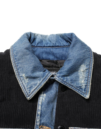 Dolce & Gabbana Black Blue Cotton Denim Blouson Men  Jacket