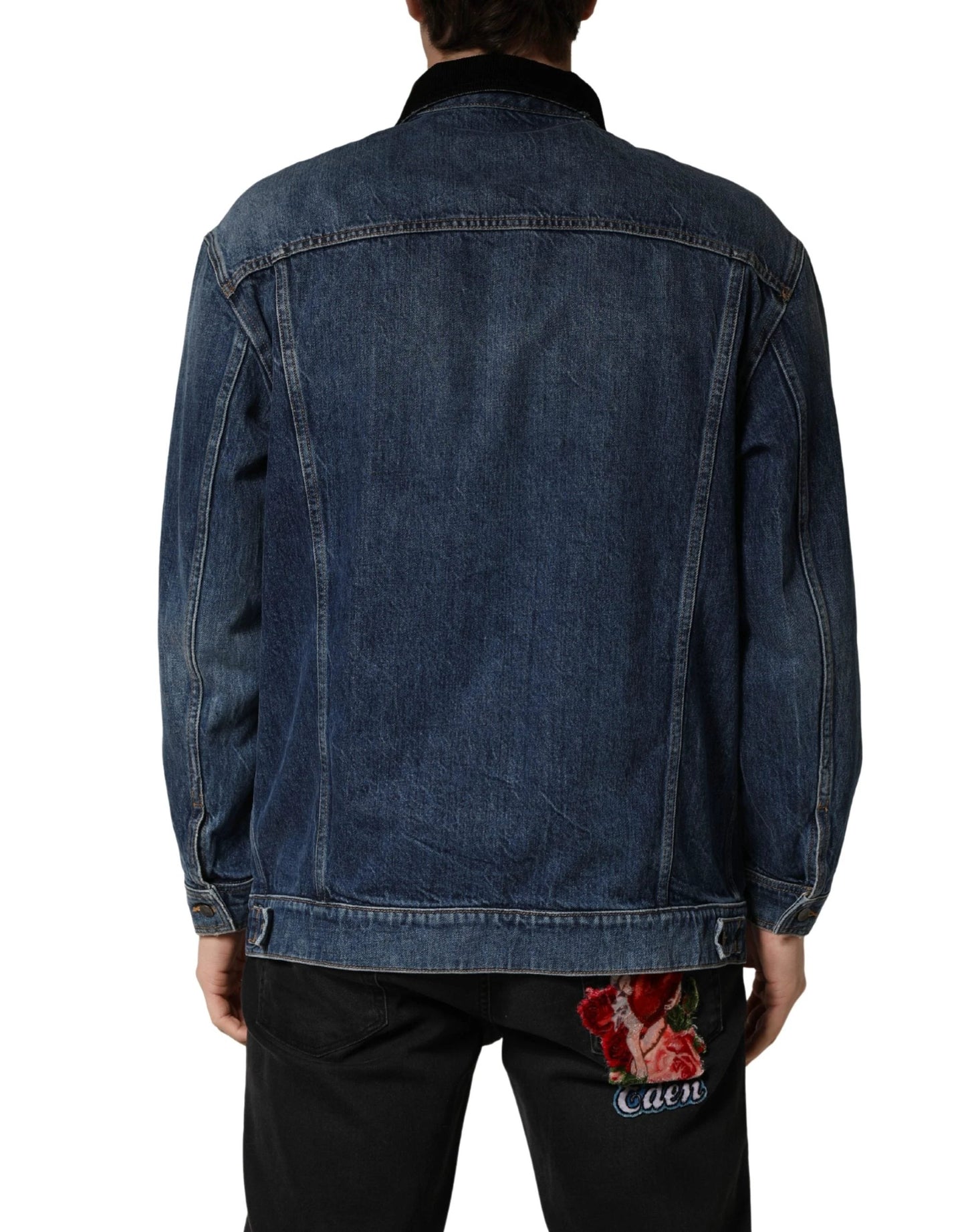 Dolce & Gabbana Black Blue Cotton Denim Blouson Men Jacket