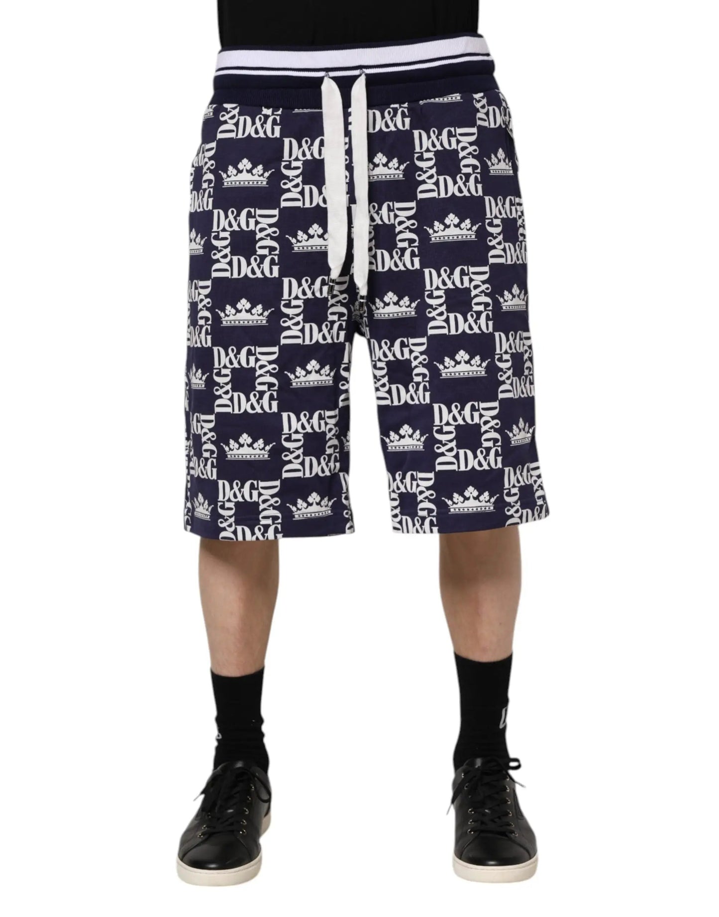 Dolce & Gabbana Blue DG Logo Print Chino Men Bermuda Shorts by Dolce & Gabbana