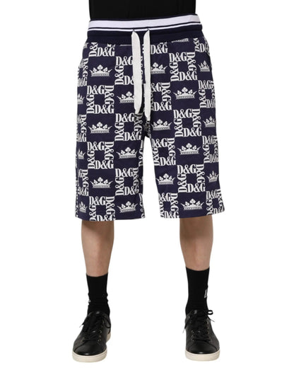 Dolce & Gabbana Blue DG Logo Print Chino Men Bermuda Shorts by Dolce & Gabbana