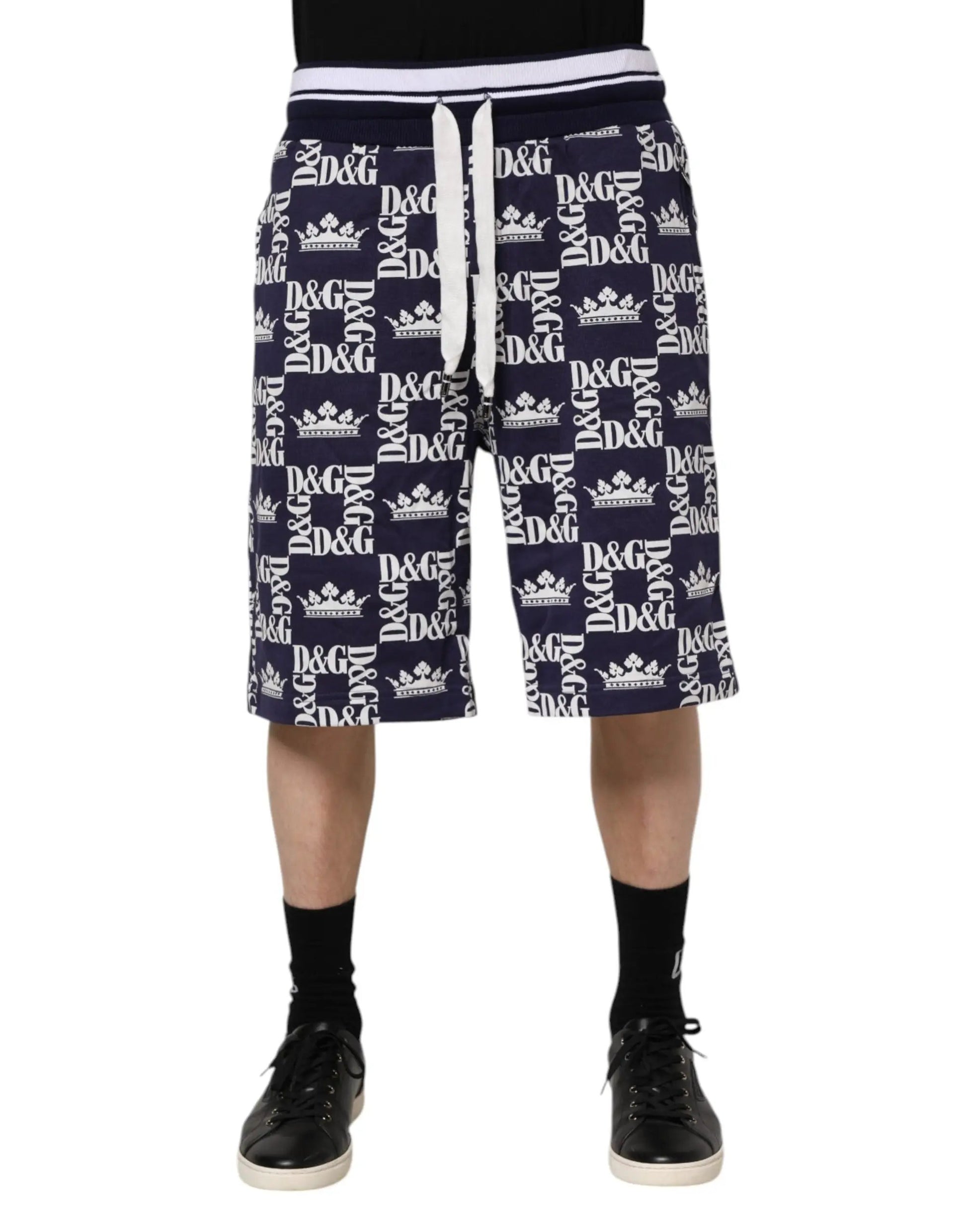 Dolce & Gabbana Blue DG Logo Print Chino Men Bermuda Shorts by Dolce & Gabbana