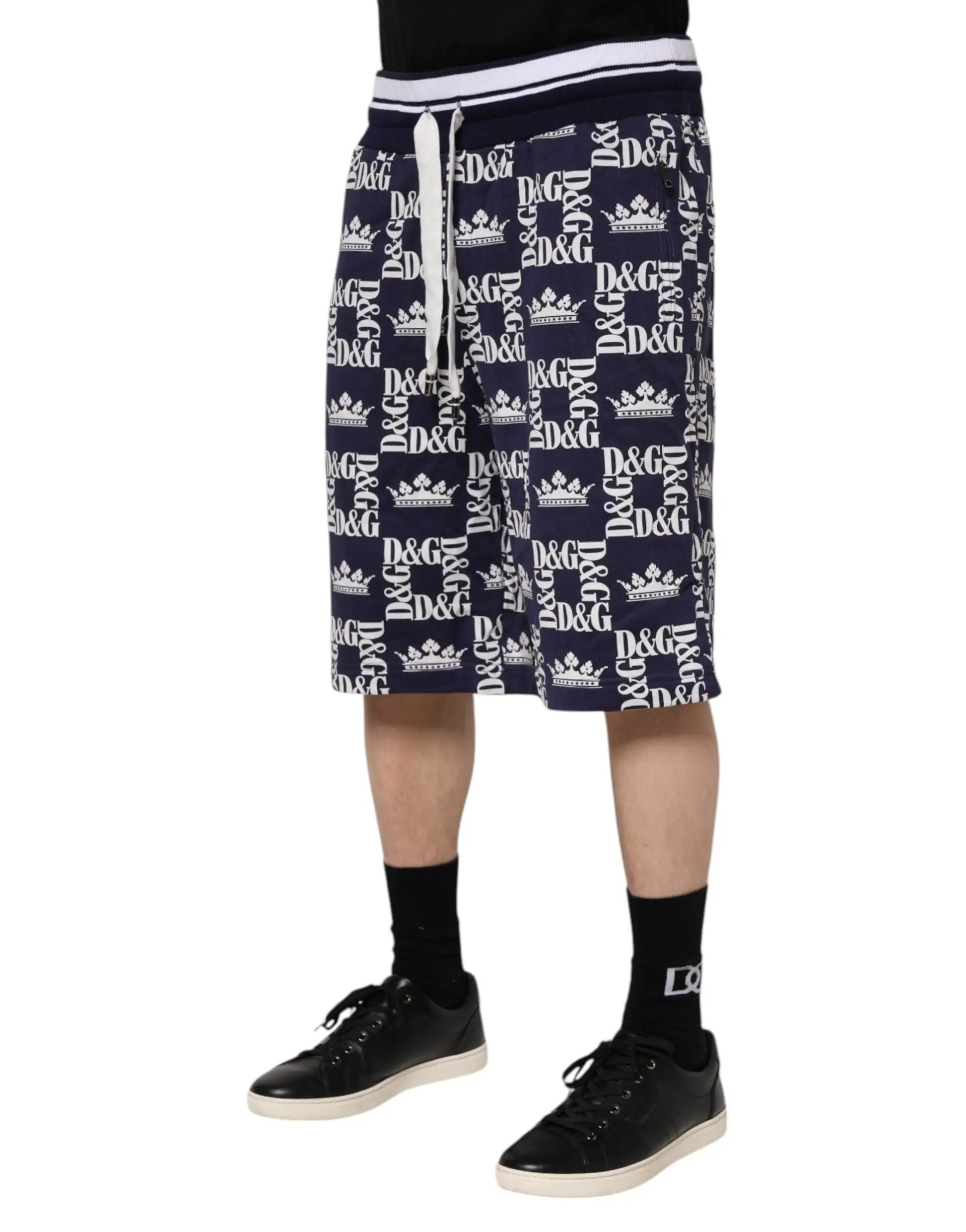 Dolce & Gabbana Blue DG Logo Print Chino Men Bermuda Shorts by Dolce & Gabbana
