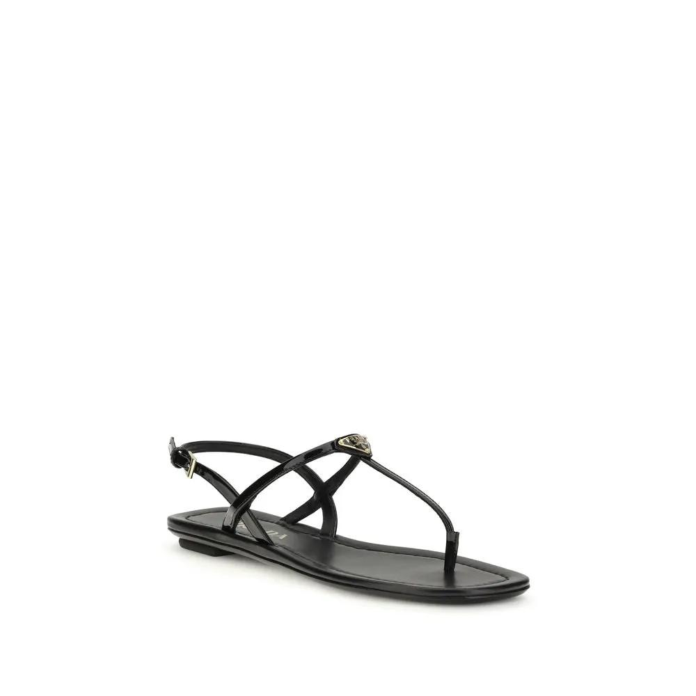 Prada Black Calf Leather Bos Taurus Flip-Flop Sandals by Prada