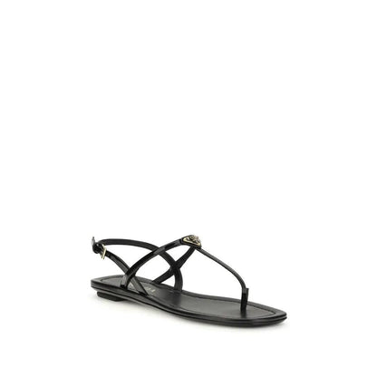 Prada Black Calf Leather Bos Taurus Flip-Flop Sandals by Prada