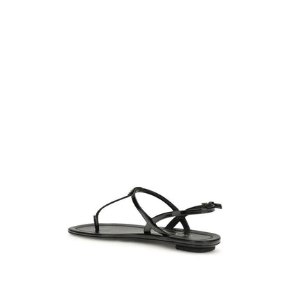 Prada Black Calf Leather Bos Taurus Flip-Flop Sandals by Prada