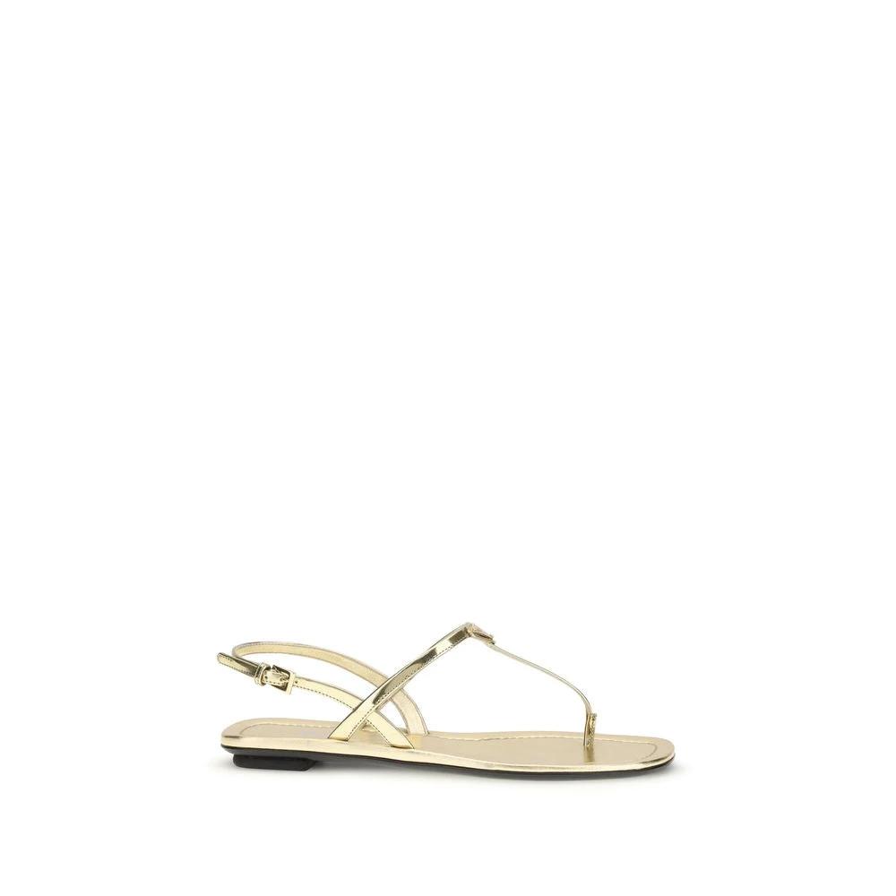 Prada Silver Calf Leather Bos Taurus Flat Sandals by Prada