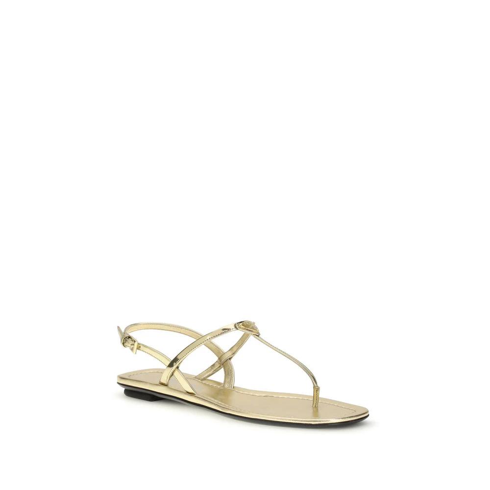 Prada Silver Calf Leather Bos Taurus Flat Sandals by Prada