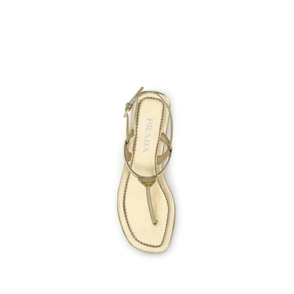 Prada Silver Calf Leather Bos Taurus Flat Sandals by Prada